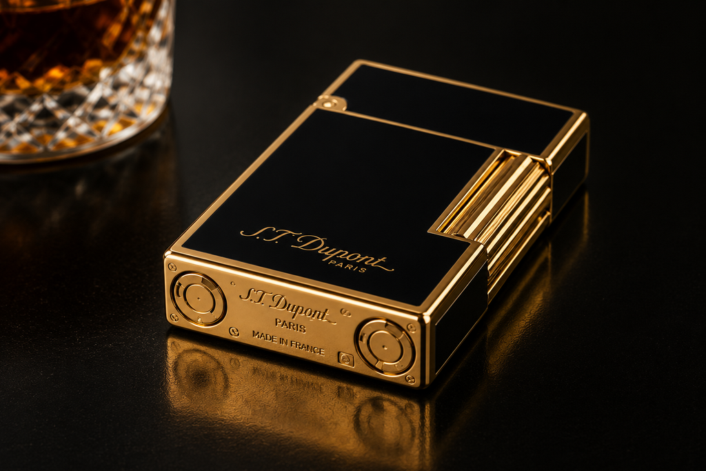 S.T. Dupont Ligne 2 Lighter in Black Lacquered | Yellow Gold