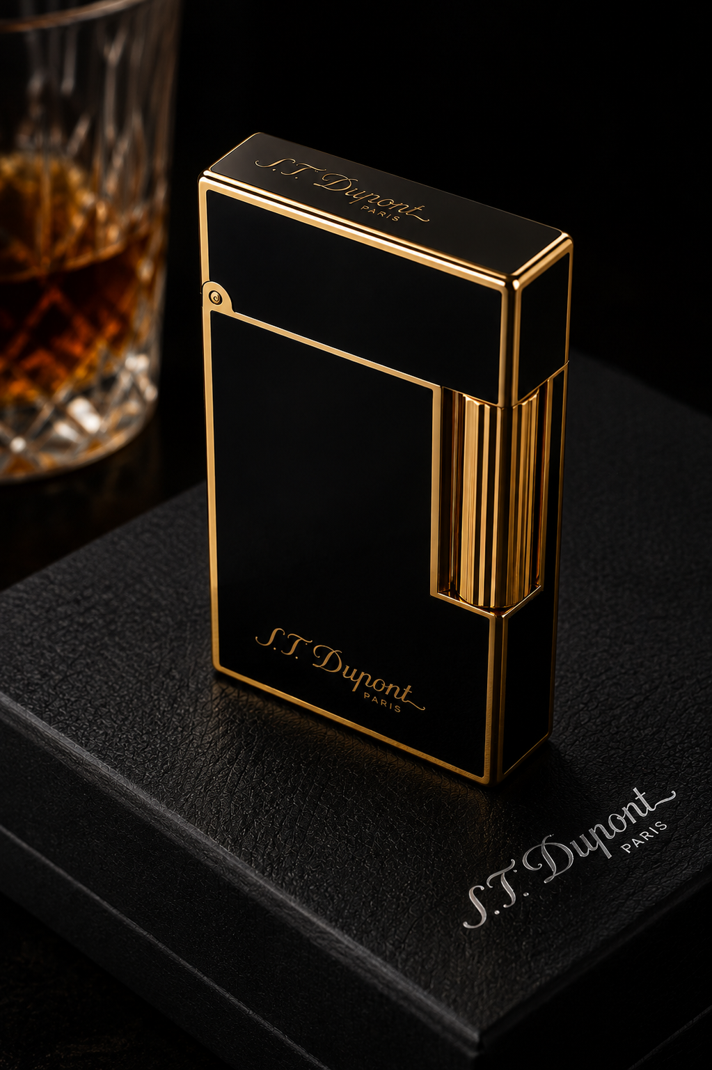 S.T. Dupont Ligne 2 Lighter in Black Lacquered | Yellow Gold
